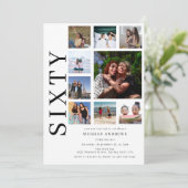 Sixty Photo Collage 60th Birthday Party 招待状 (スタンド正面)