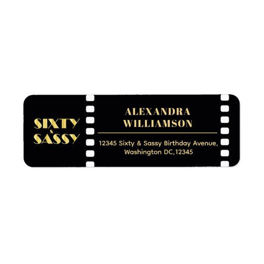 Sixty&Sassy Roaring 20s誕生日差出人住所 ラベル (正面)