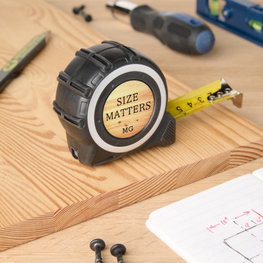 SIZE MATTERSおもしろいまたはYour Text Monogram メジャー (ウッドワーク)