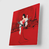 Sizzling in Paris スクエア壁時計 (傾斜)