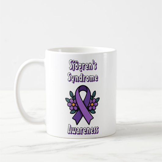 Sjögren's Awareness | Purple Ribbon コーヒーマグカップ (左)