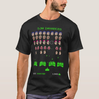 SJWインベーダーレトロビデオゲームTシャツ Tシャツ