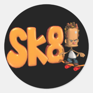 Sk8 Skateboardingスタンプ ラウンドシール