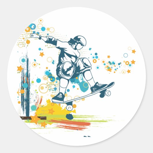 sk8er skateboarderベクトル ラウンドシール (正面)