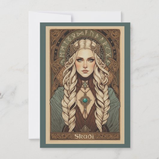 Skadi Norse Goddess Art Flat Thank You Card サンキューカード (正面)