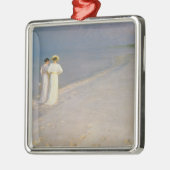 Skagenの南ビーチの夏の夕べ メタルオーナメント (左)