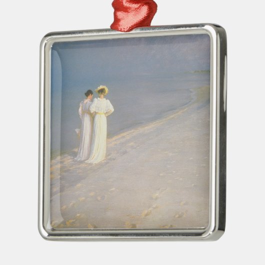 Skagenの南ビーチの夏の夕べ メタルオーナメント (左)