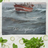 Skagen礁のlightshipは個人化なります キッチンタオル (折り畳み)