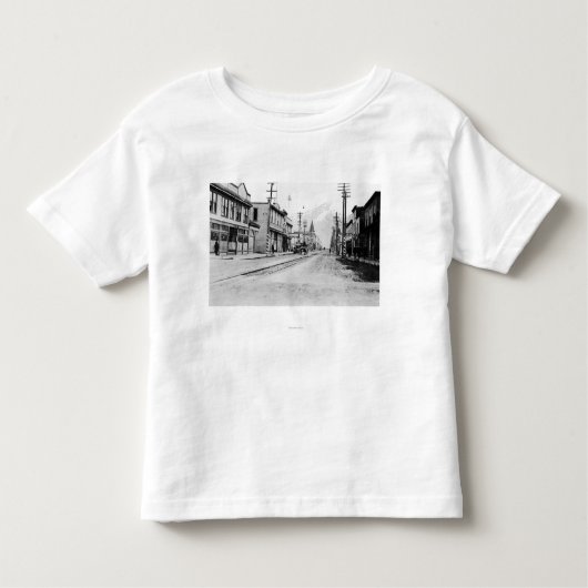 Skagwayのアラスカの写真の町の眺め トドラーTシャツ (正面)