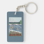 Skagway、アラスカ-はえの漁師 キーホルダー (裏面)