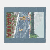 Skagway、アラスカ-はえの漁師 フリースブランケット (正面(横))