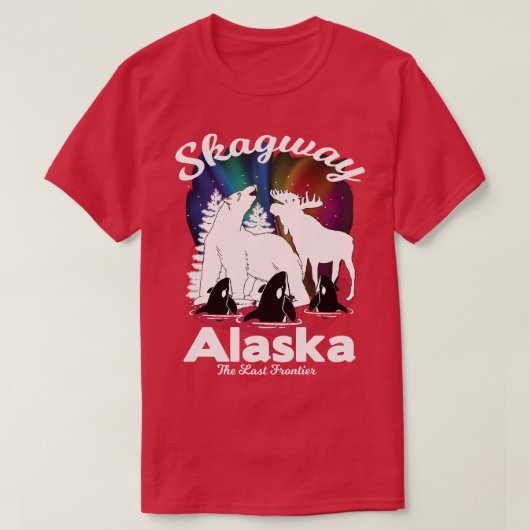 Skagway Alaska Aurora Borealis Bear Orca Moose Kee Tシャツ (デザイン正面)