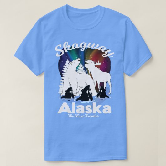 Skagway Alaska Aurora Borealis Bear Orca Moose Sou Tシャツ (デザイン正面)