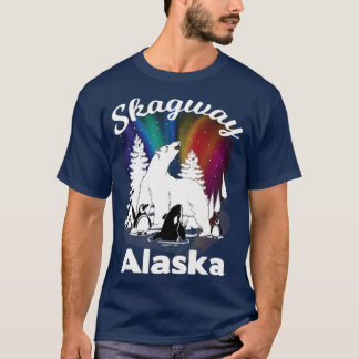 Skagway Alaska Aurora Borealis Bear Orca Tシャツ