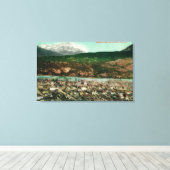 Skagway、AlaskaSkagway、AKの鳥瞰図 キャンバスプリント (インサイチュ (ウッドフロア))