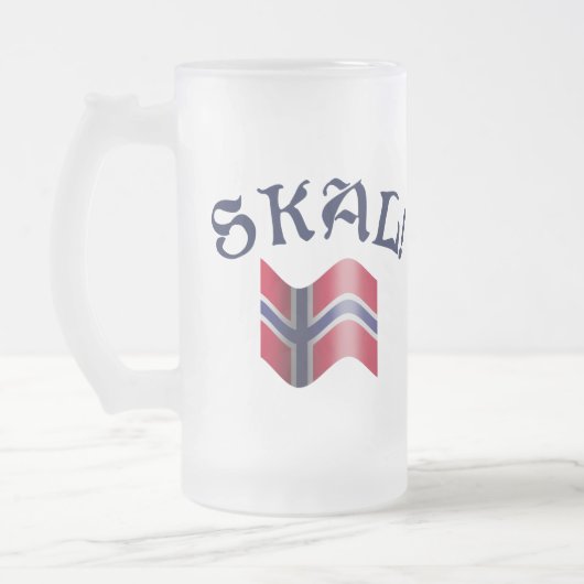 Skalのノルウェーの旗のノルウェーの飲むトースト フロストグラスビールジョッキ (左)