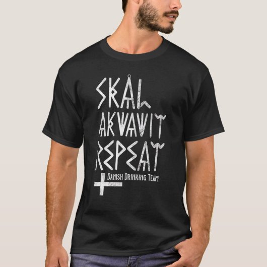 Skal  Akvavit  Repeat Danish Dansk Denmark Danmark Tシャツ (正面)