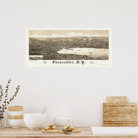 Skaneateles, NY Panoramic Map - 1884 ポスター (キッチン)