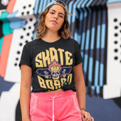 Skate Bound Skull Wings Skateboard Streetwear Tee Tシャツ