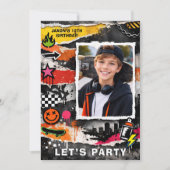 Skate Graffiti Teen Birthday 招待状 (正面)