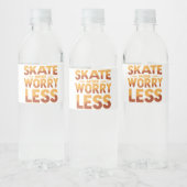 Skate More, Worry Less Retro Skateboarding Quote ペットボトルラベル (ボトル)