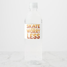 Skate More, Worry Less Retro Skateboarding Quote ペットボトルラベル