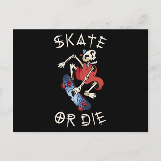 Skate or die Grim Reaper Skeleton Skateboarder ポストカード (正面)