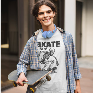 Skate or Die Skeleton Skateboard Streetwear Tee Tシャツ