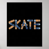 Skate Skateboards Lettering Longsboards Skateboard ポスター (正面)