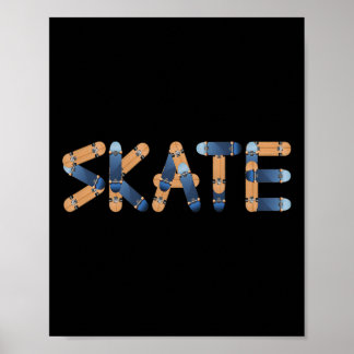 Skate Skateboards Lettering Longsboards Skateboard ポスター