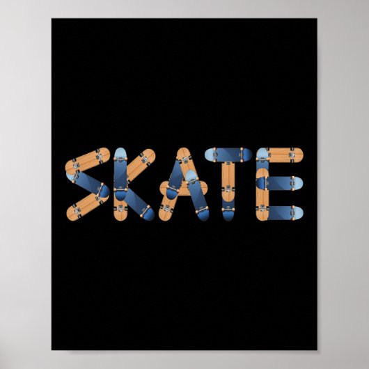 Skate Skateboards Lettering Longsboards Skateboard ポスター (正面)