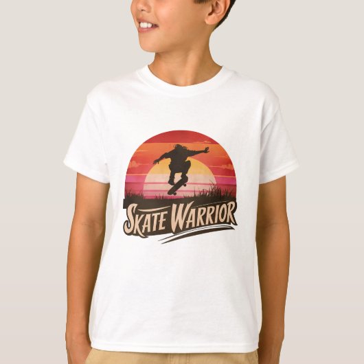 Skate warrior - rétro sunset vintage tシャツ (正面)