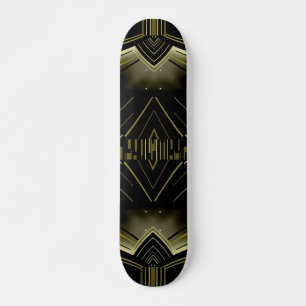 Skateboard Art Deco Black Gold スケートボード