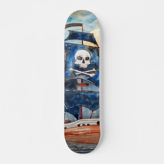 Skateboard Barco pirata con luna llena スケートボード (正面)