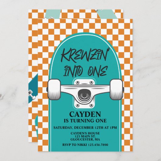 Skateboard Birthday 招待状 (正面/裏面)