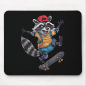 Skateboard Cool Skater Racoon マウスパッド (正面)