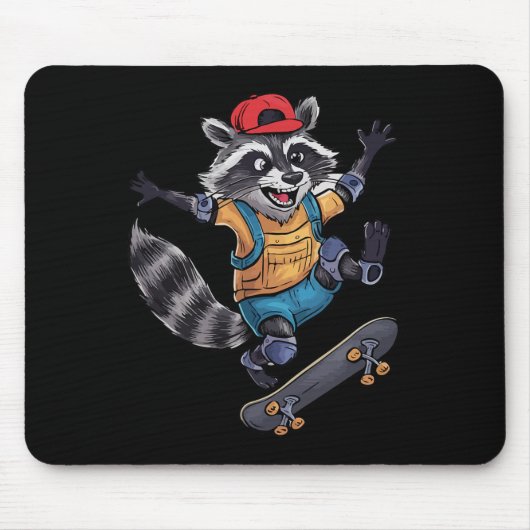 Skateboard Cool Skater Racoon  マウスパッド (正面)