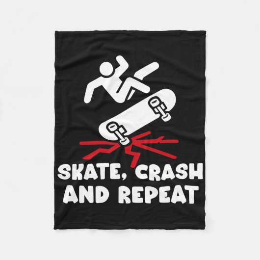 Skateboard Crash Accident Survivor Get Well Skateb フリースブランケット (正面)