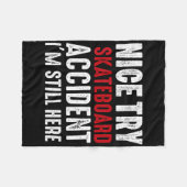 Skateboard Crash Accident Survivor Get Well Skateb フリースブランケット (正面(横))