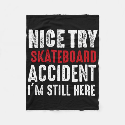 Skateboard Crash Accident Survivor Get Well Skateb フリースブランケット (正面)