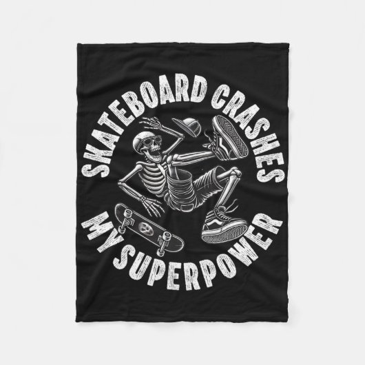 Skateboard Crash Accident Survivor Get Well Skateb フリースブランケット (正面)