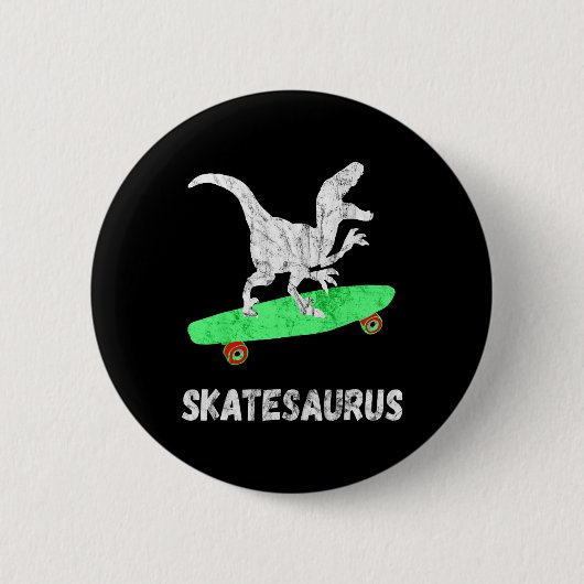 Skateboard Dinosaur Skateboarding T-rex Funny Skat 缶バッジ (正面)
