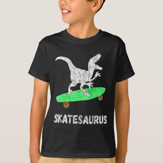 Skateboard Dinosaur Skateboarding T-rex Funny Skat Tシャツ (正面)