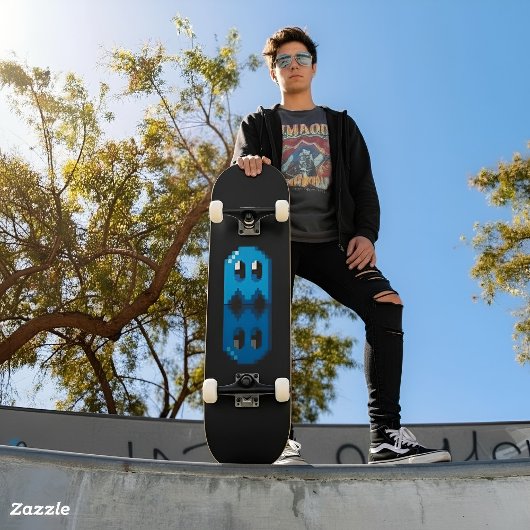 Skateboard fan art Pac-Man fantôme bleu noir スケートボード