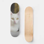 Skateboard Gato blanco con ojos amarillos スケートボード (正面)