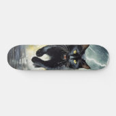 Skateboard Gato Negro Corriendo bajo la Lluvia スケートボード (横)