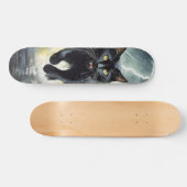 Skateboard Gato Negro Corriendo bajo la Lluvia スケートボード (横)
