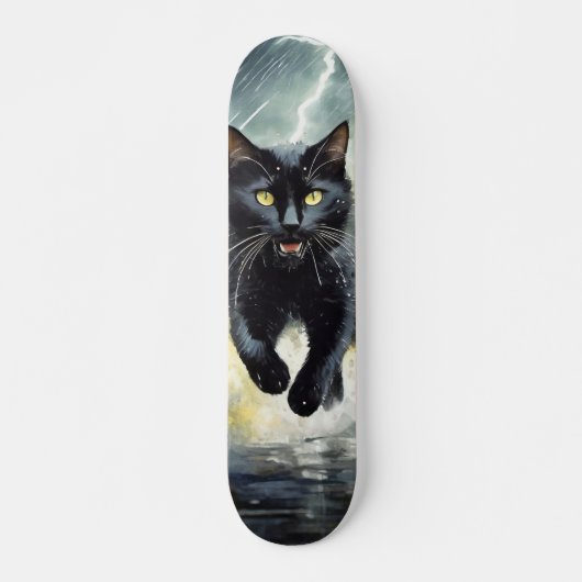 Skateboard Gato Negro Corriendo bajo la Lluvia スケートボード (正面)