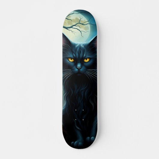 Skateboard Gato negro en noche de luna llena スケートボード (正面)