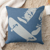 Skateboard Jump – Urban Action Denim Look  Blue  クッション (ブランケット)